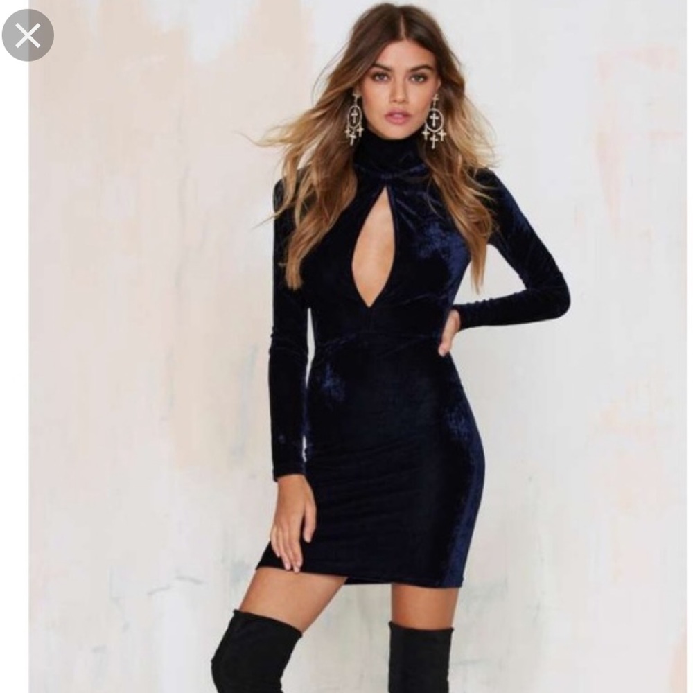 Nasty Gal Crushed Black Velvet Dress